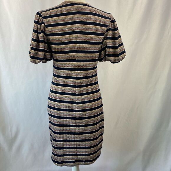Ebba Dress Lightweight Knit Puffy Short Sleeves 
Striped Keyhole neckline Adorab - Picture 7 of 12